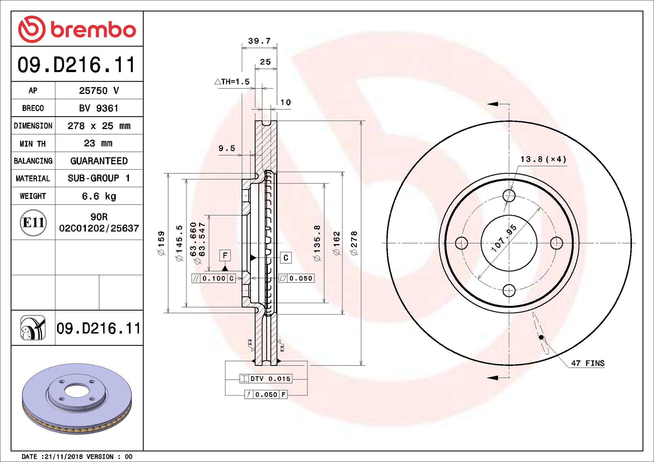 Discofreno - 09.D216.11 BREMBO