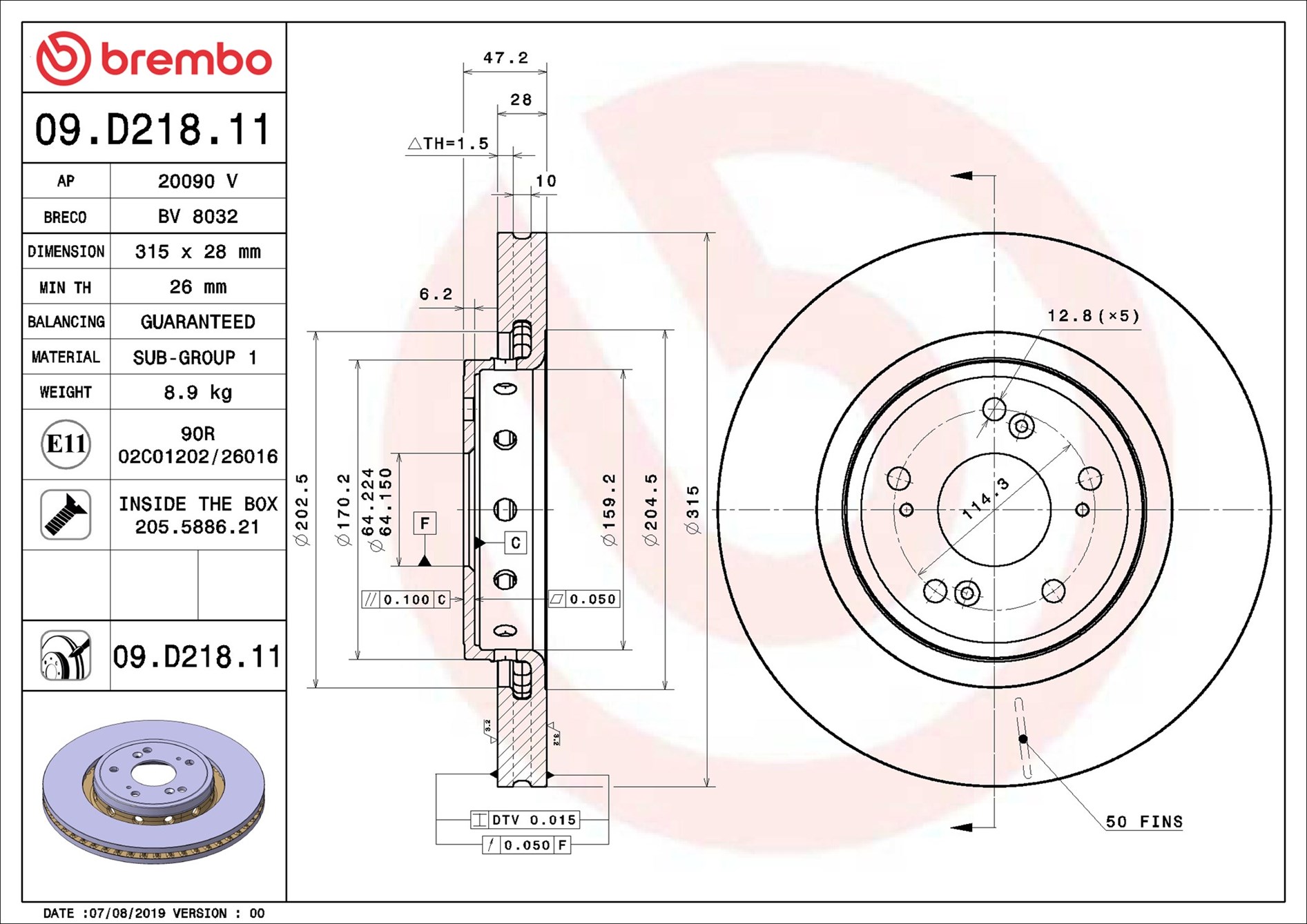 Brake Disc - 09.D218.11 BREMBO