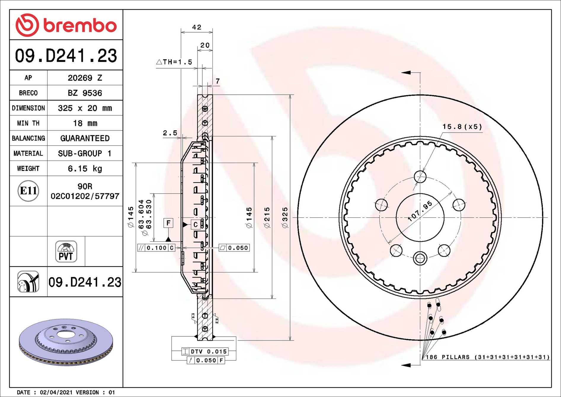 stabdžių diskas - 09.D241.23 BREMBO