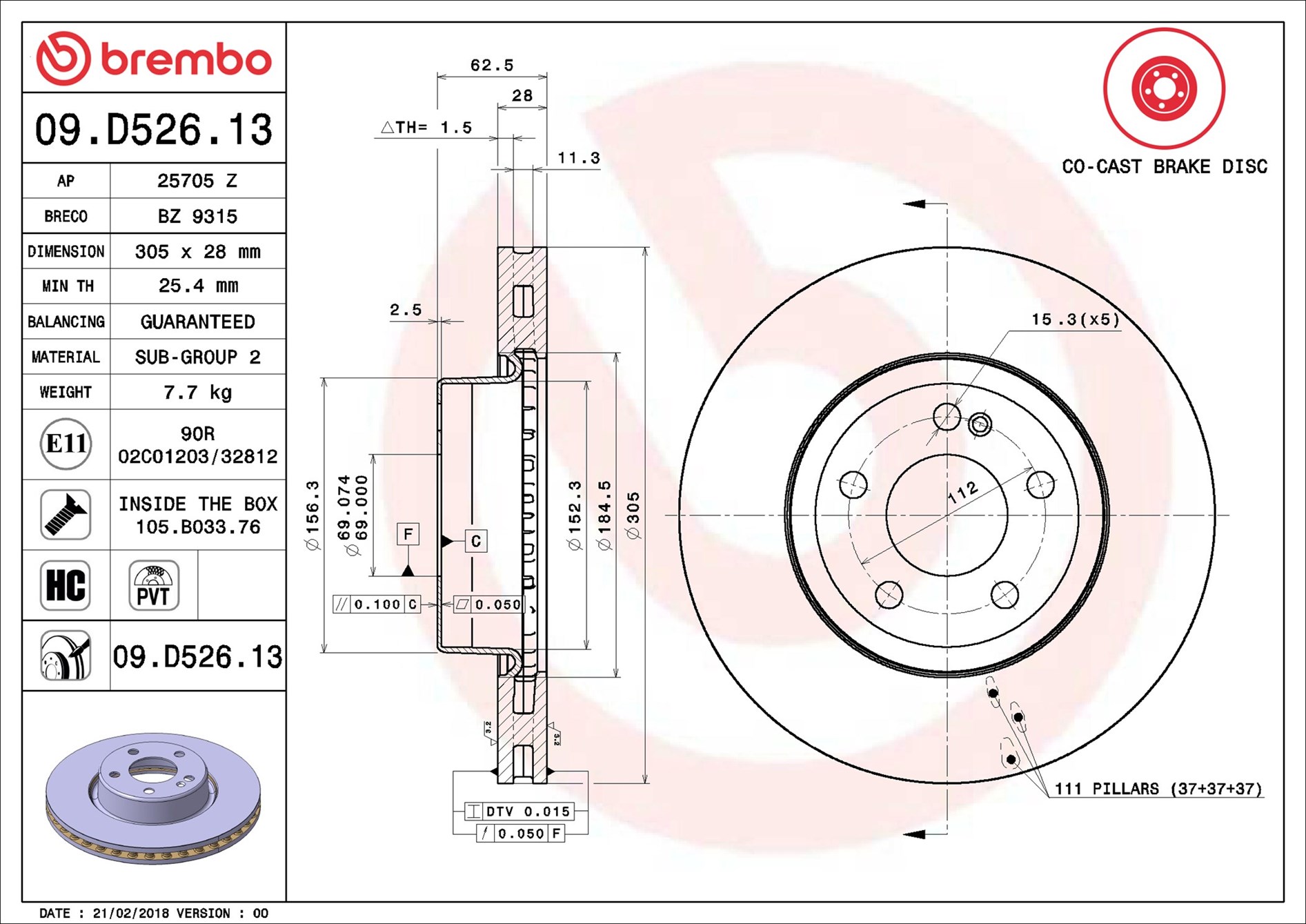 Тормозной диск - 09.D526.13 BREMBO