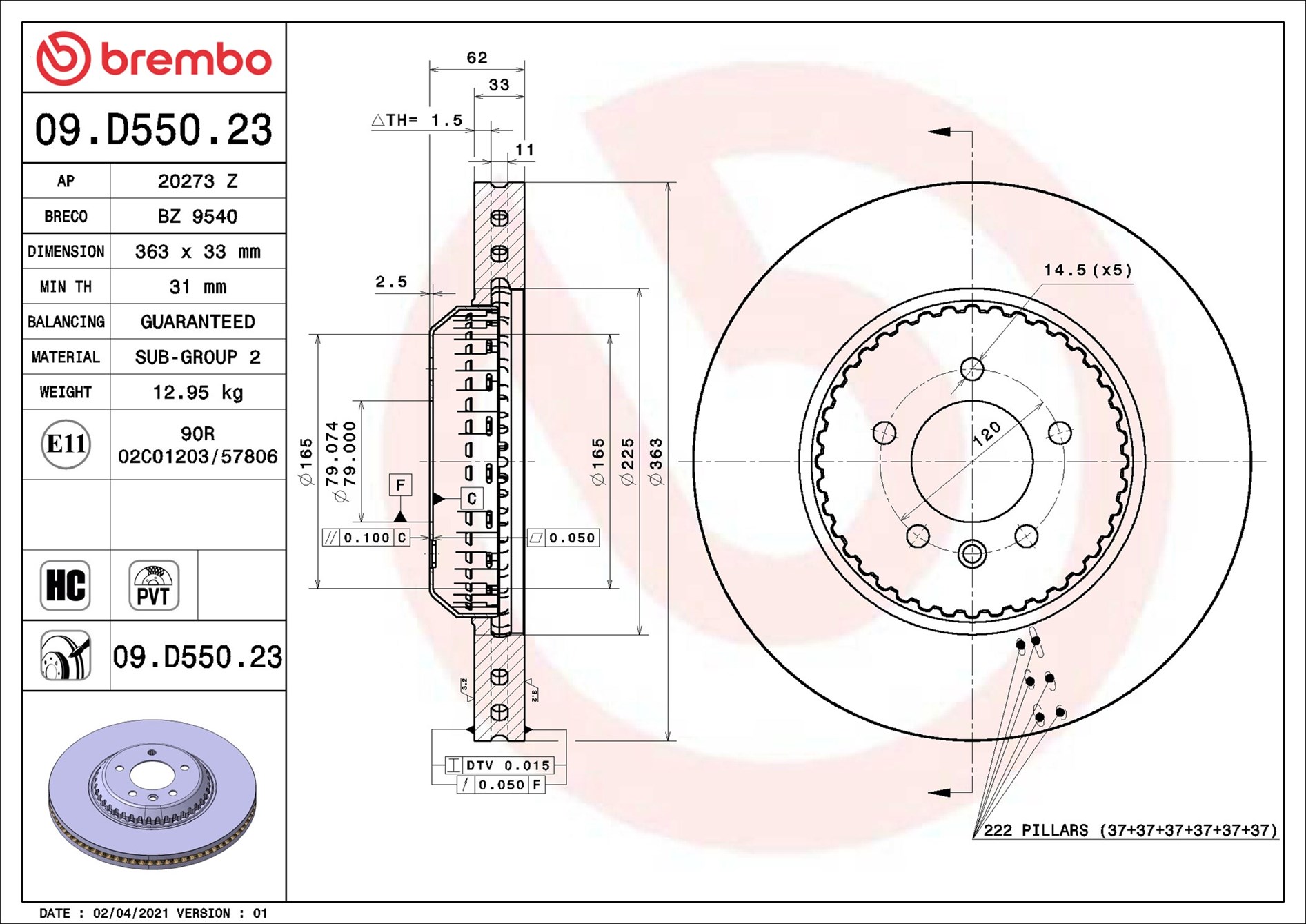 Discofreno - 09.D550.23 BREMBO