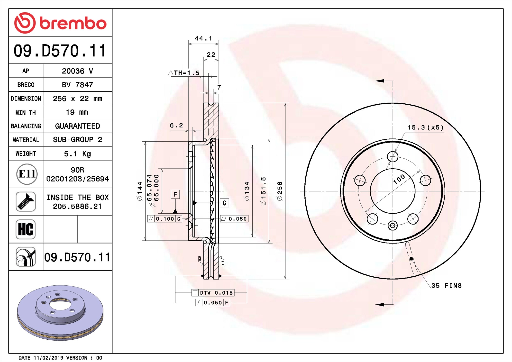 Discofreno - 09.D570.11 BREMBO