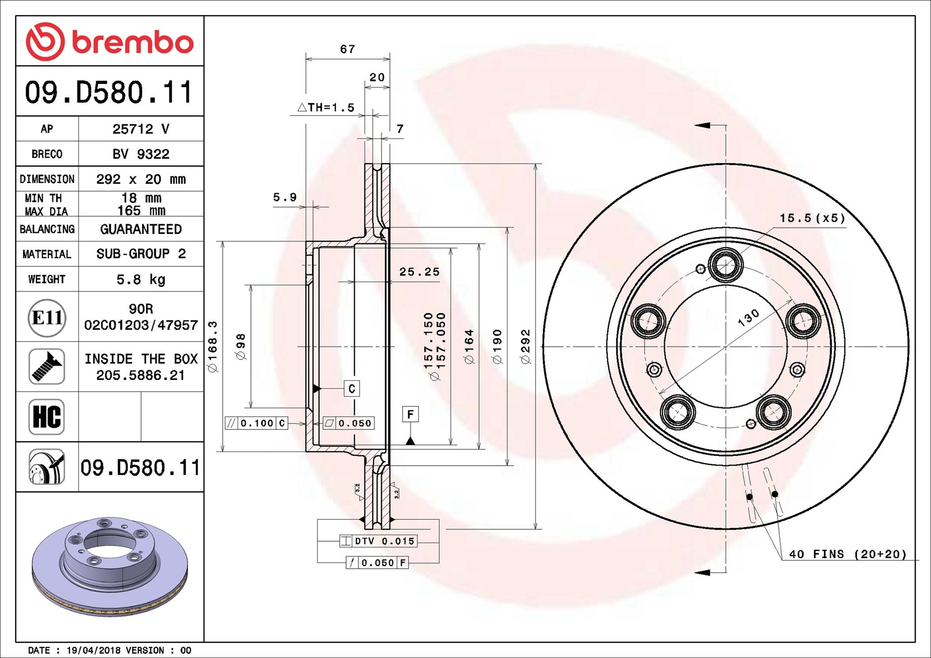 Discofreno - 09.D580.11 BREMBO