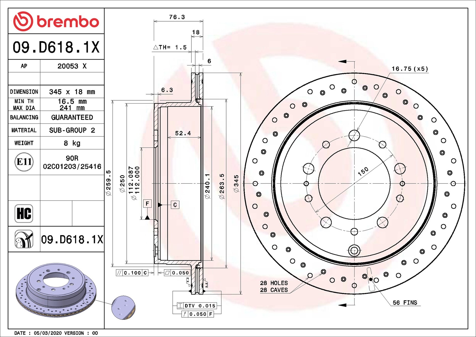 Bremsscheibe - 09.D618.1X BREMBO