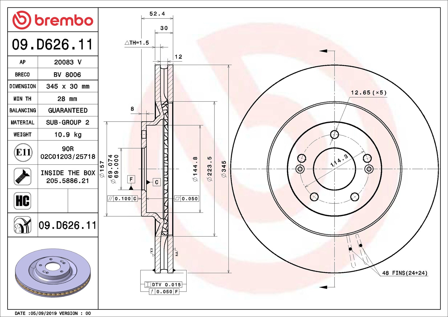 Discofreno - 09.D626.11 BREMBO