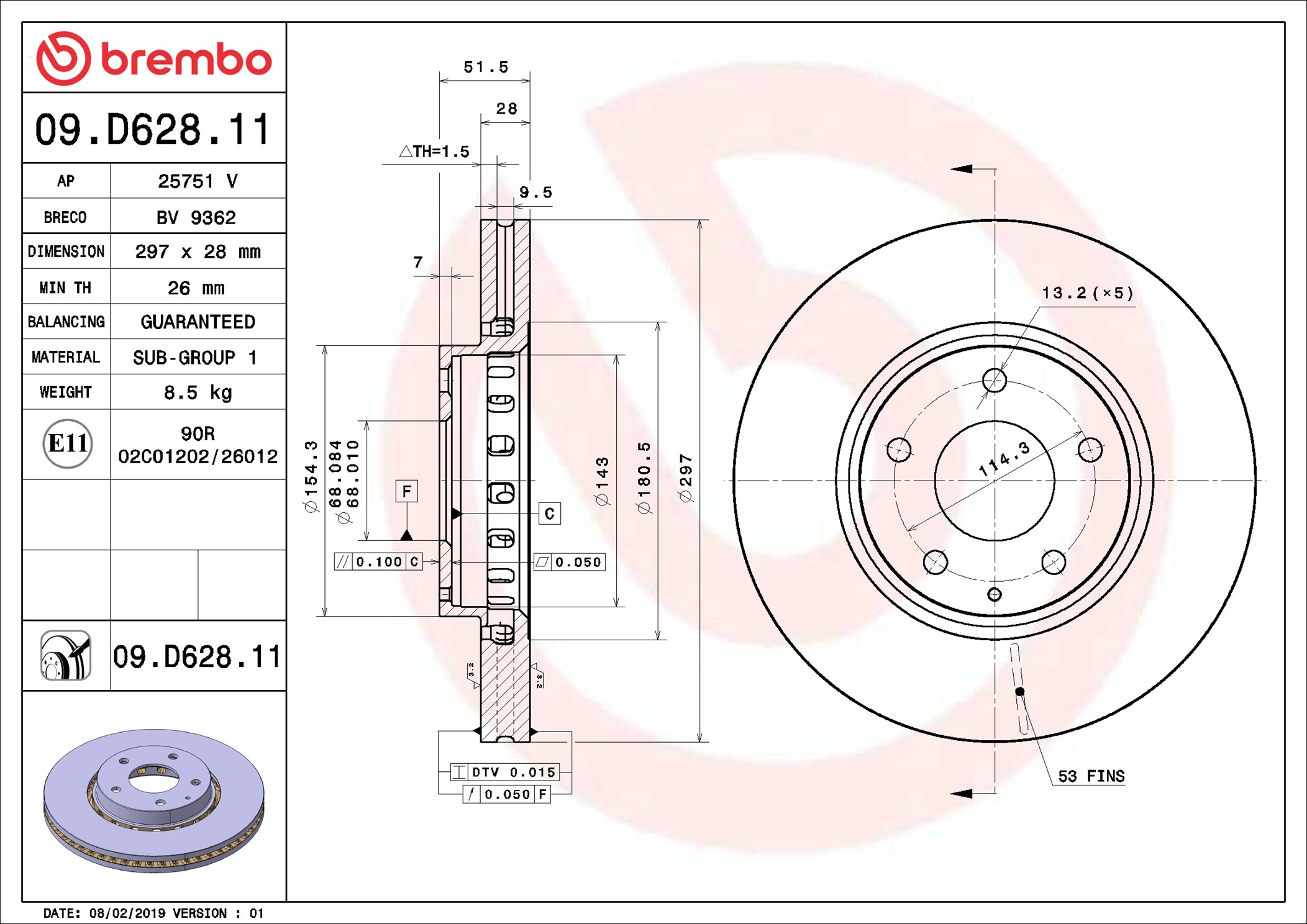 Discofreno - 09.D628.11 BREMBO