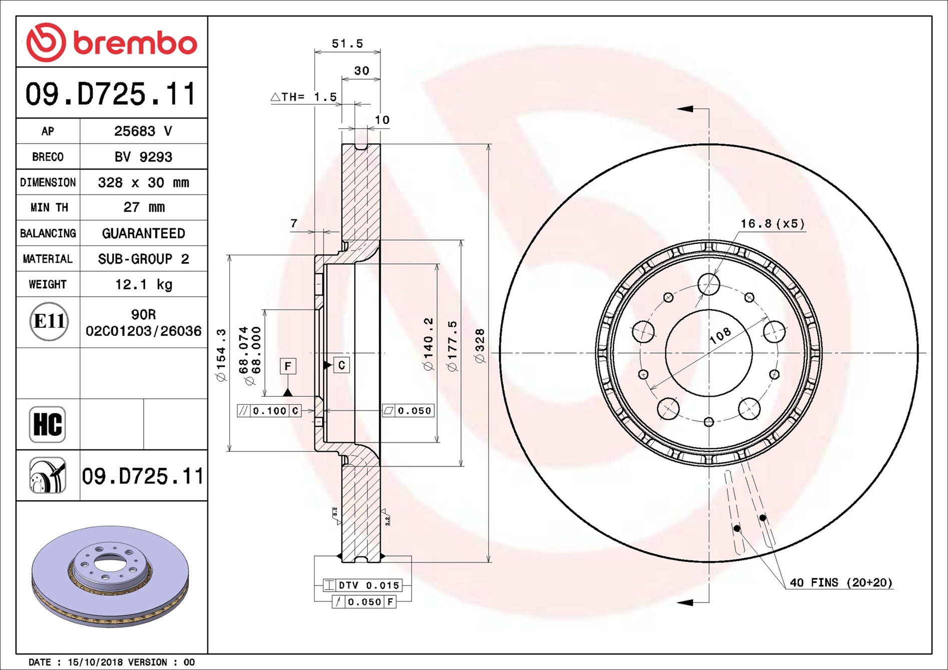 Bremsscheibe - 09.D725.11 BREMBO