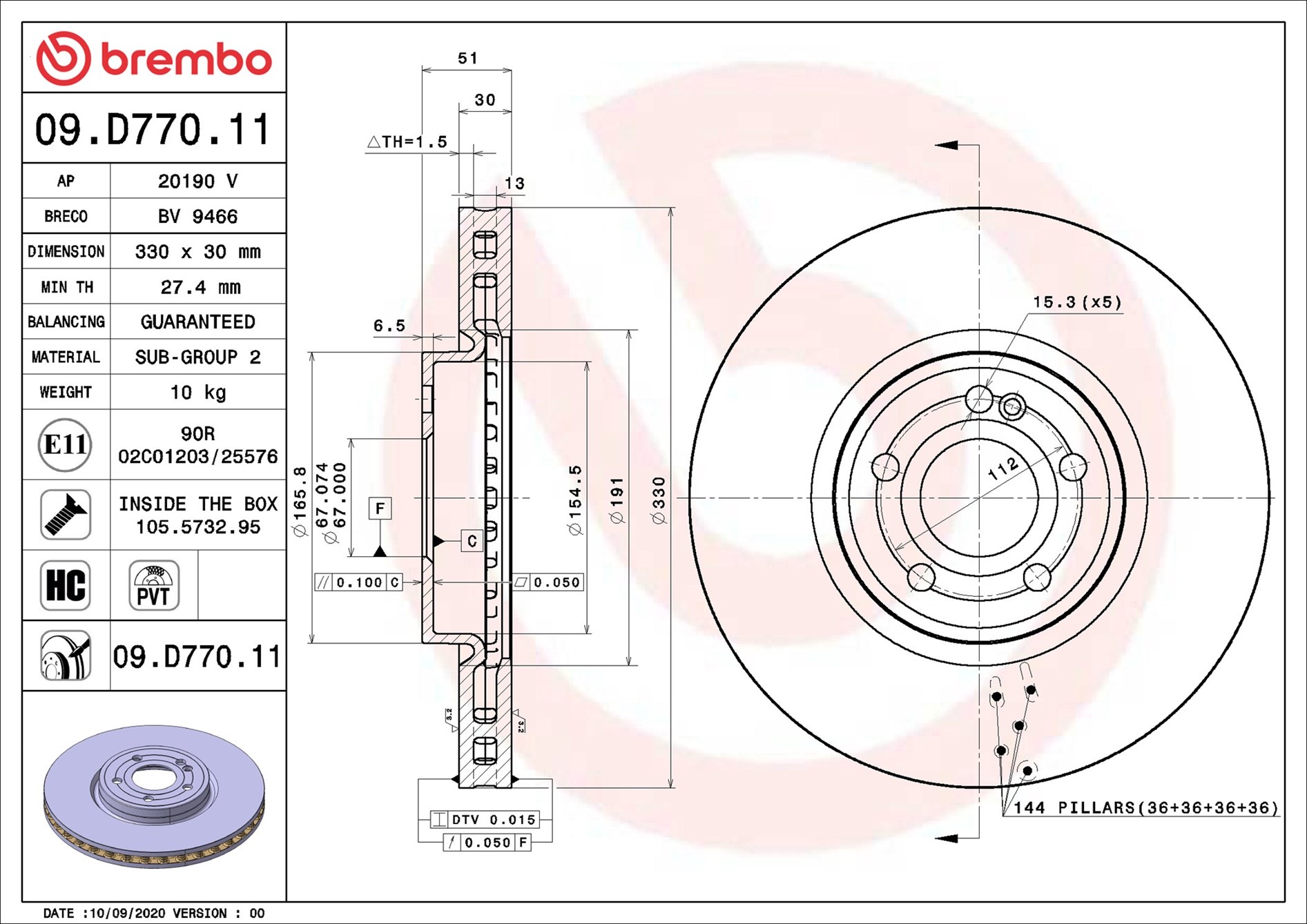 Discofreno - 09.D770.11 BREMBO