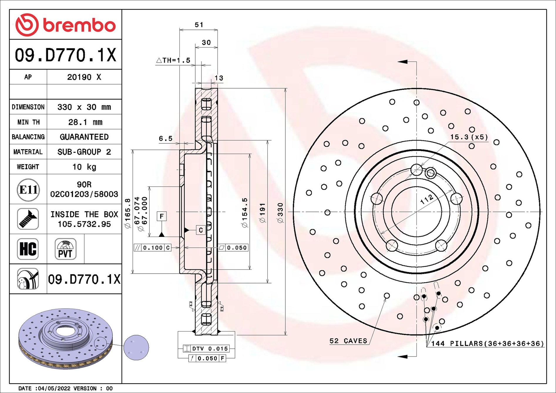 Discofreno - 09.D770.1X BREMBO