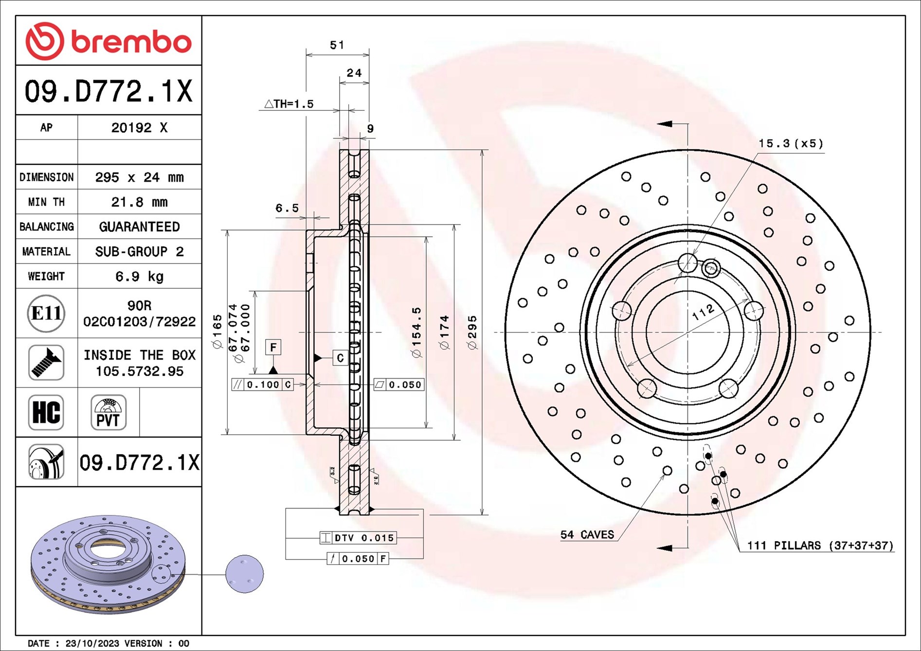 stabdžių diskas - 09.D772.1X BREMBO