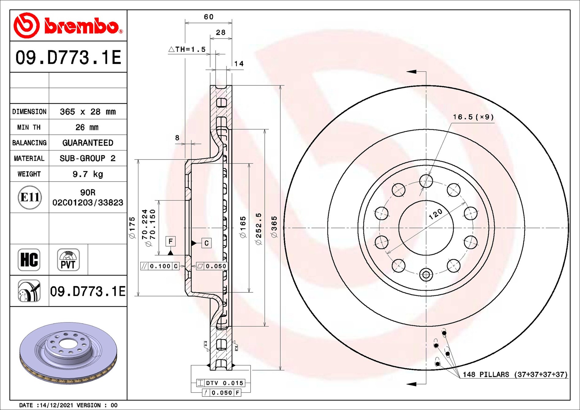 Brake Set, disc brakes - KT 08 022 BREMBO
