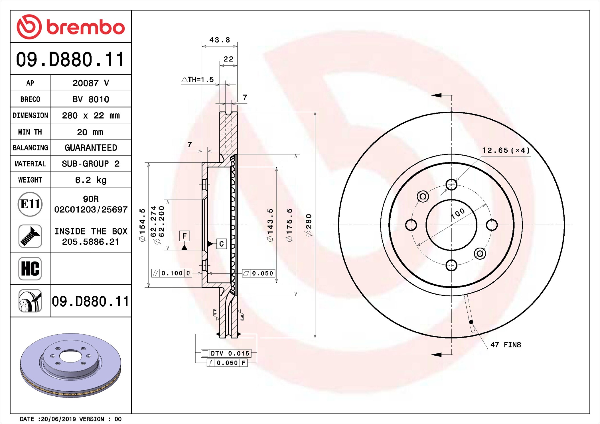 Discofreno - 09.D880.11 BREMBO