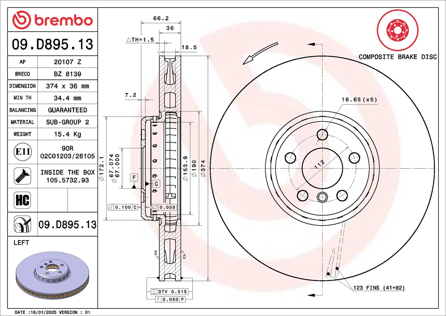 stabdžių diskas - 09.D895.13 BREMBO
