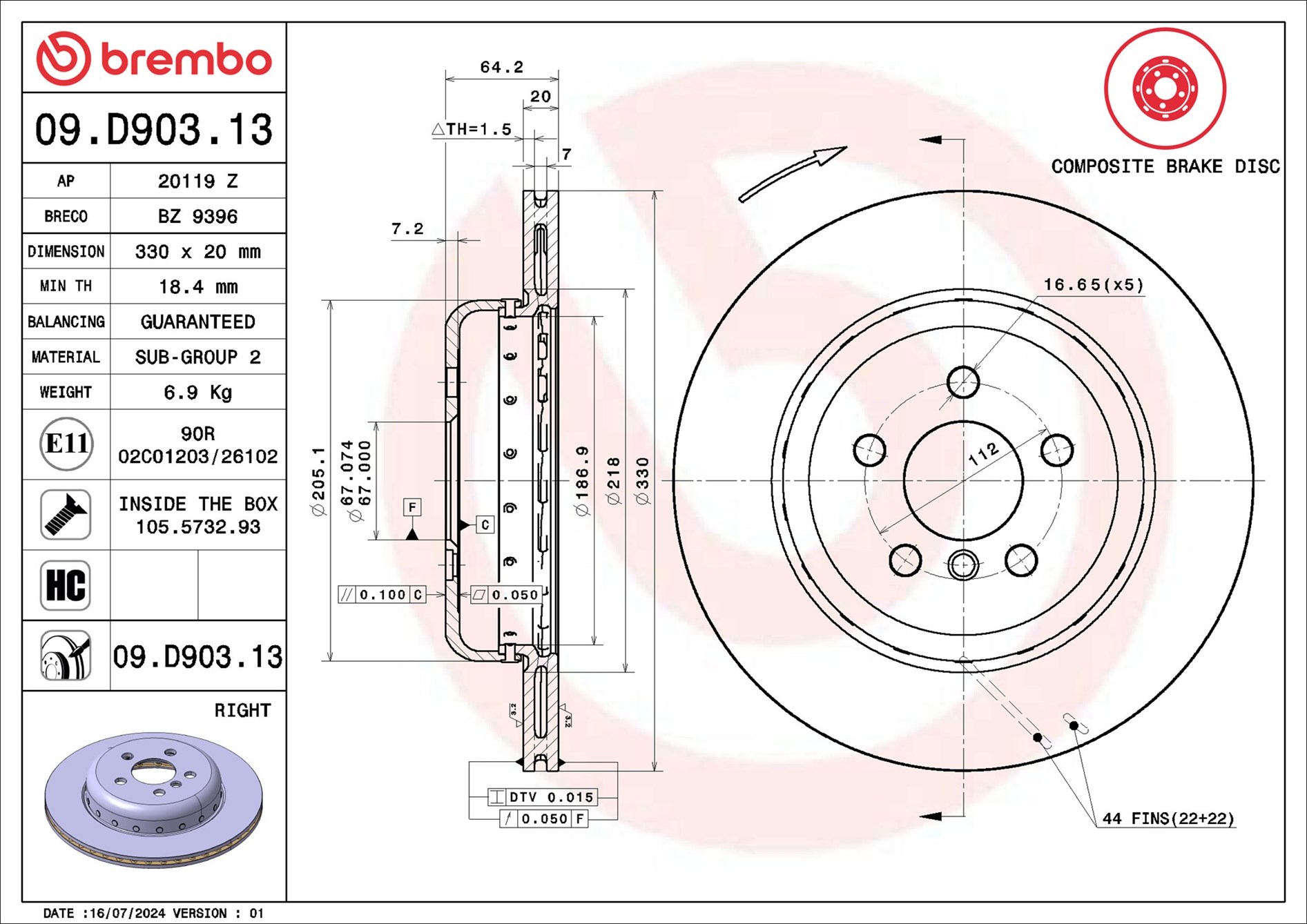 Discofreno - 09.D903.13 BREMBO