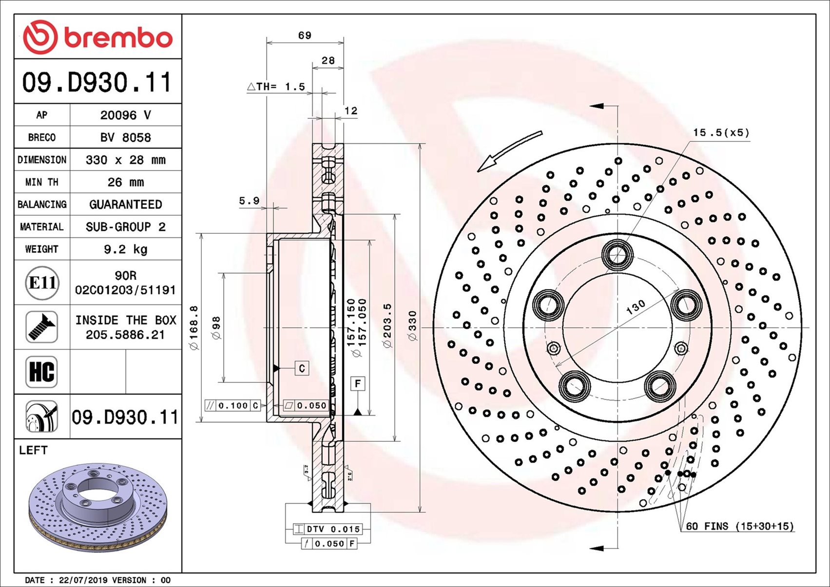 Discofreno - 09.D930.11 BREMBO