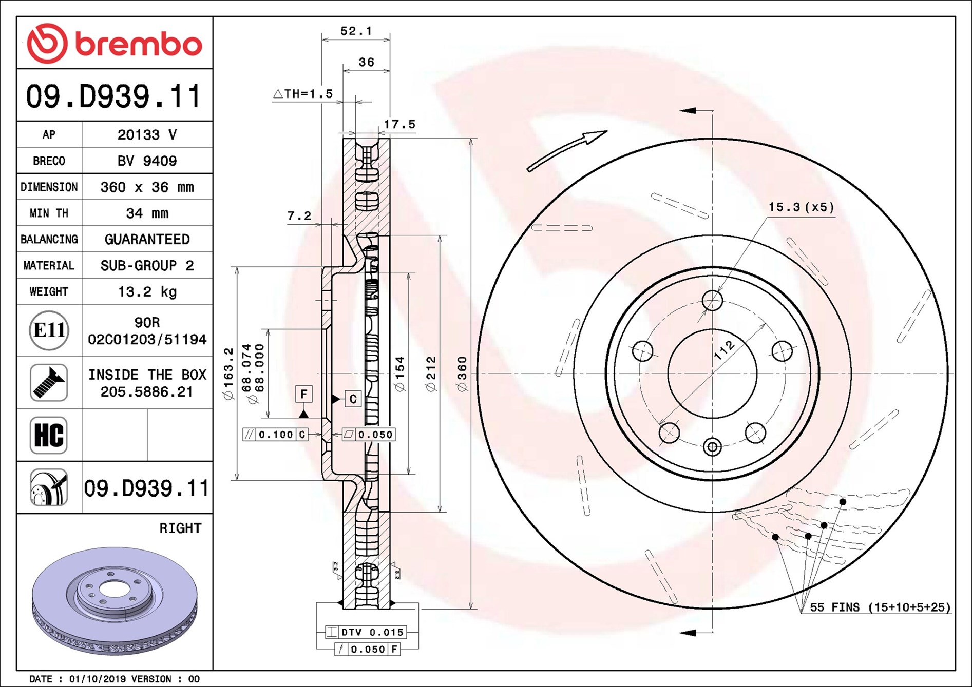 Discofreno - 09.D939.11 BREMBO
