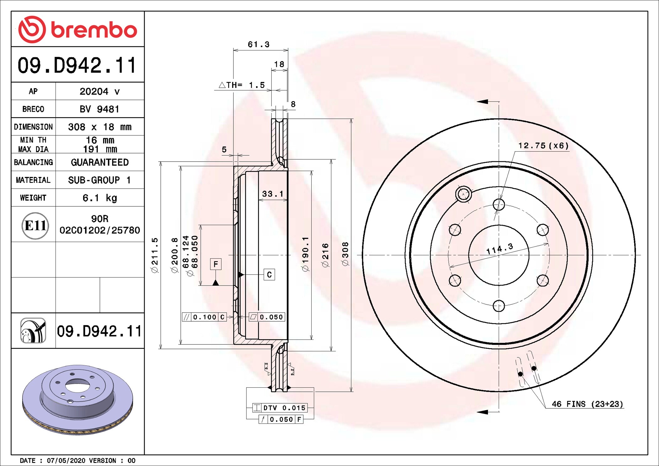 Discofreno - 09.D942.11 BREMBO