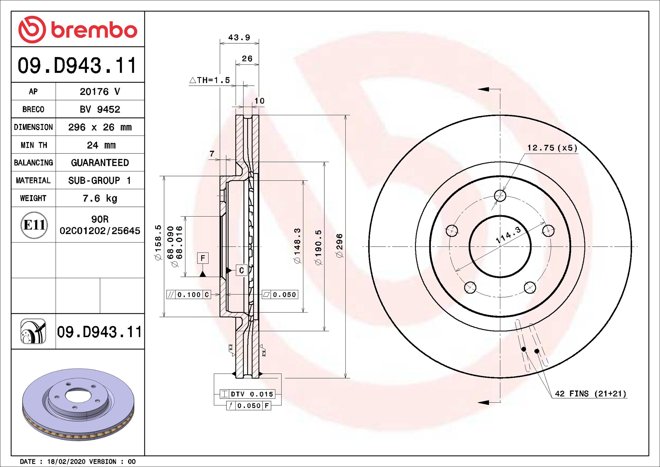 Discofreno - 09.D943.11 BREMBO