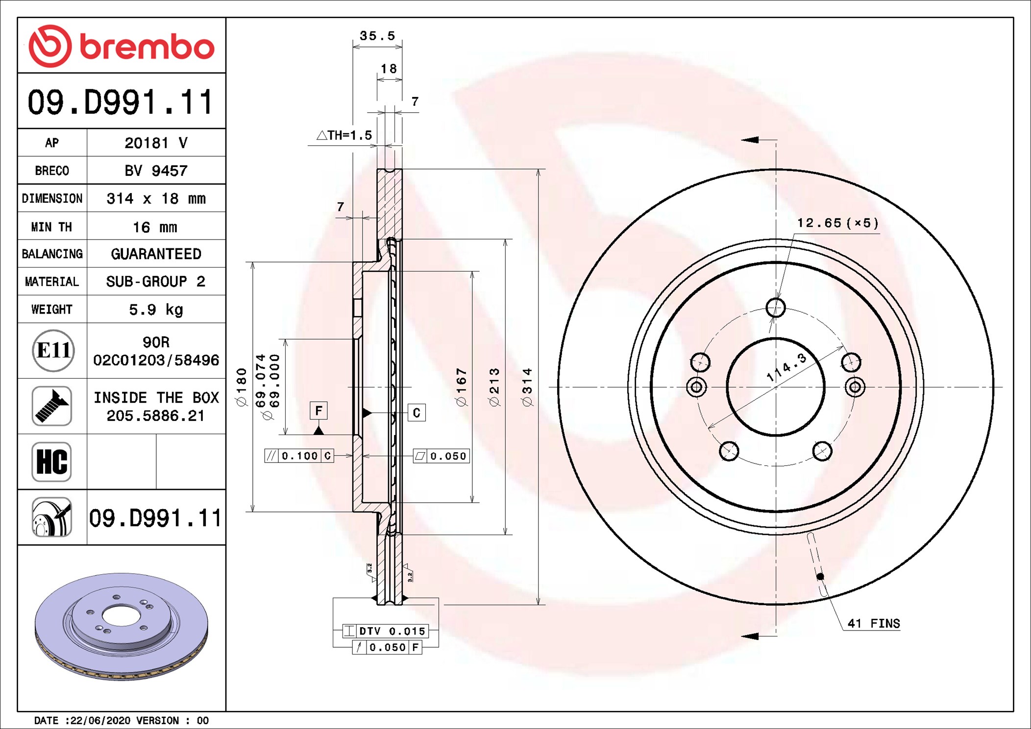 Discofreno - 09.D991.11 BREMBO