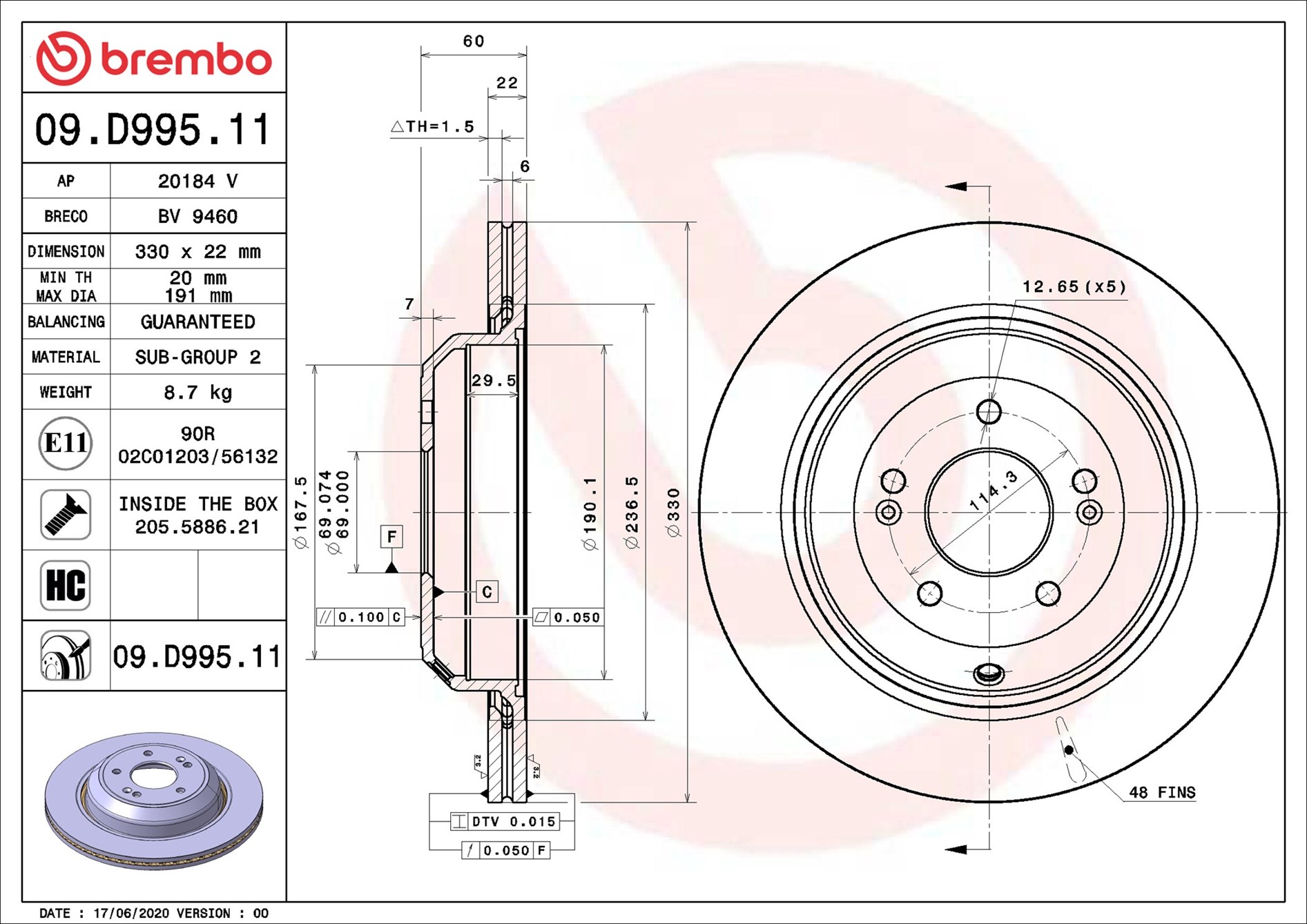Discofreno - 09.D995.11 BREMBO