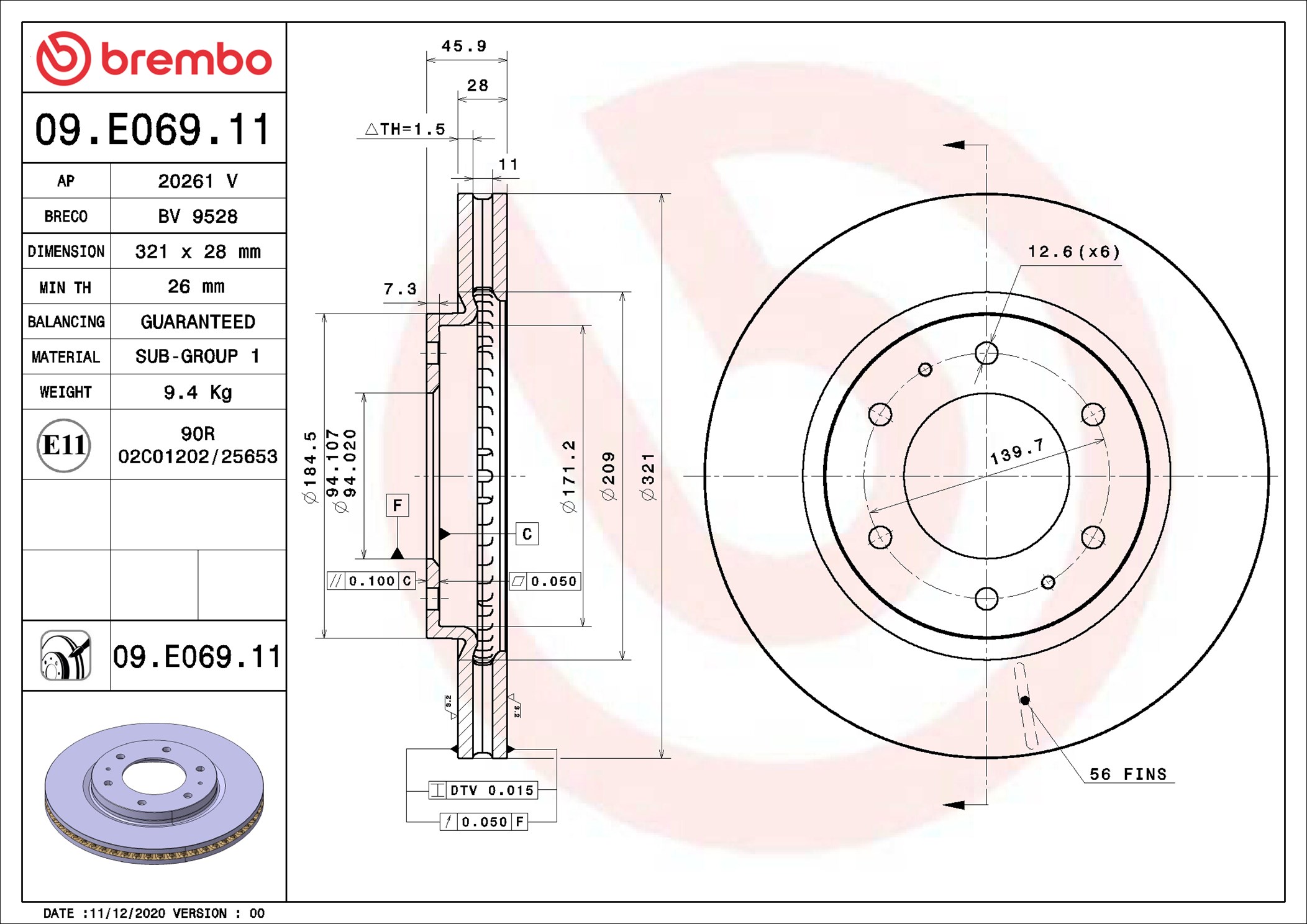 Discofreno - 09.E069.11 BREMBO