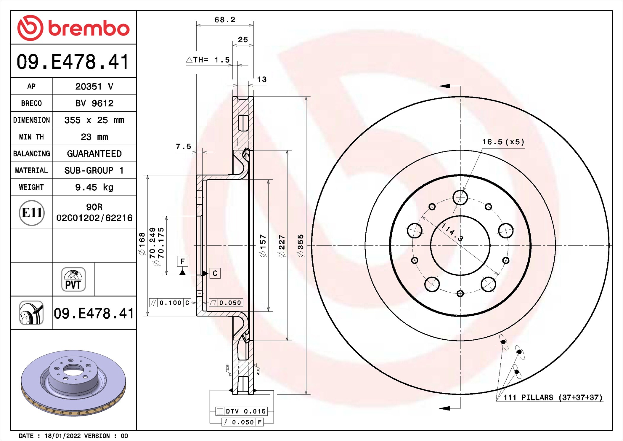 stabdžių diskas - 09.E478.41 BREMBO