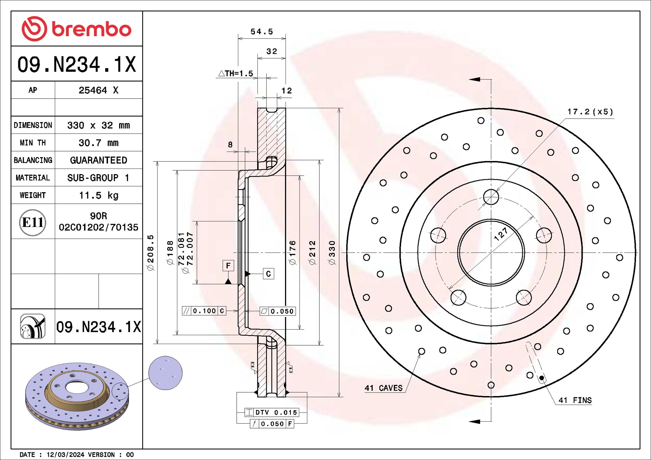 Discofreno - 09.N234.1X BREMBO