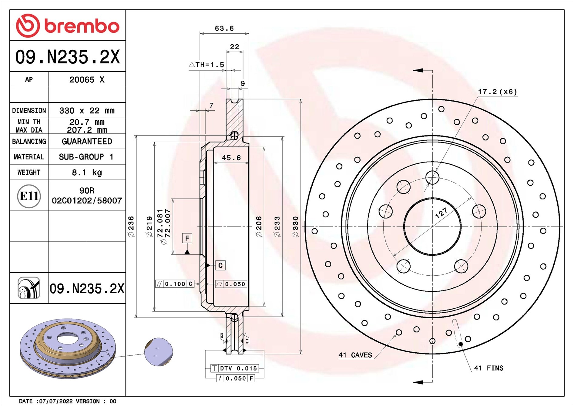 Discofreno - 09.N235.2X BREMBO