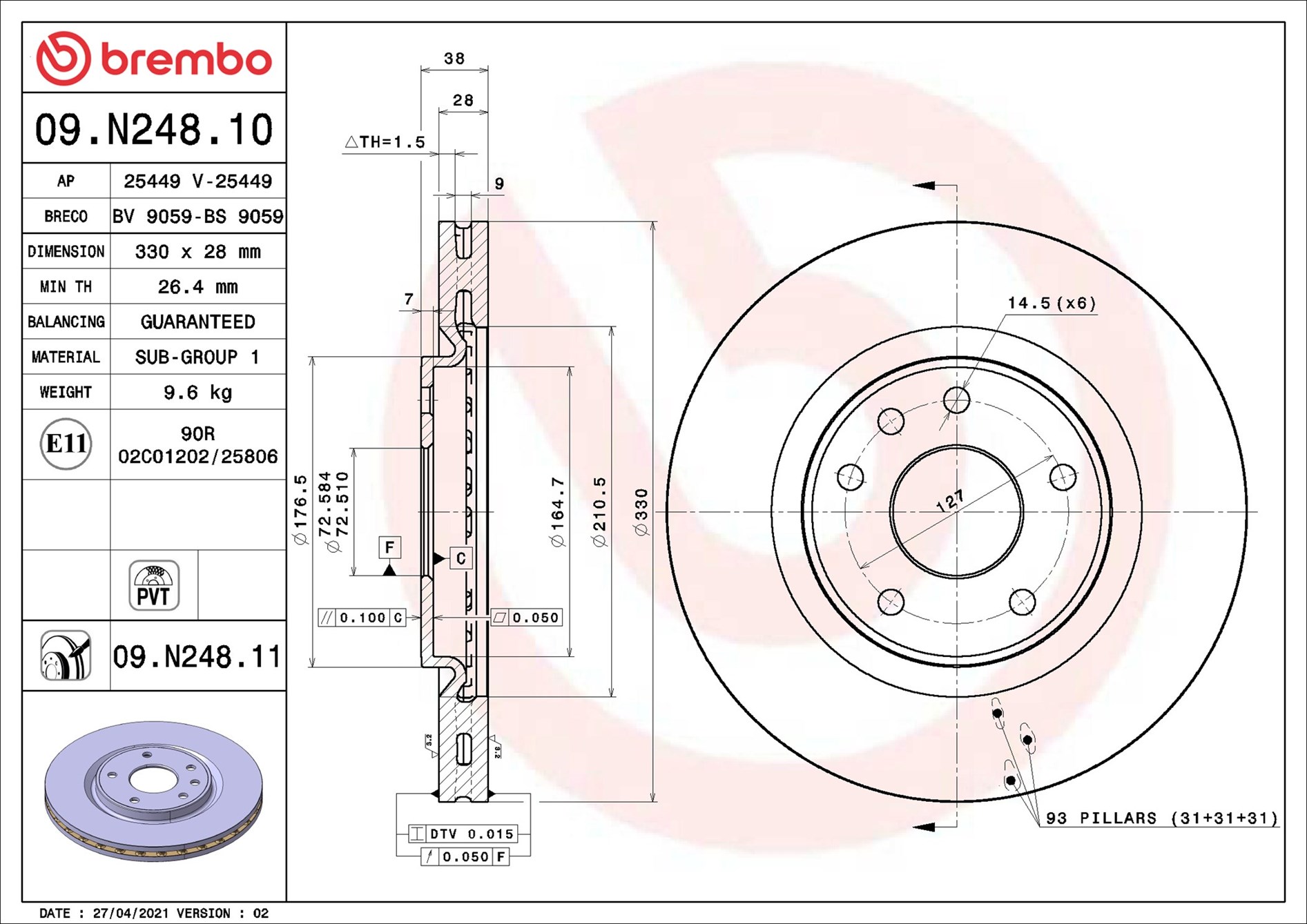 Brake Disc - 09.N248.11 BREMBO