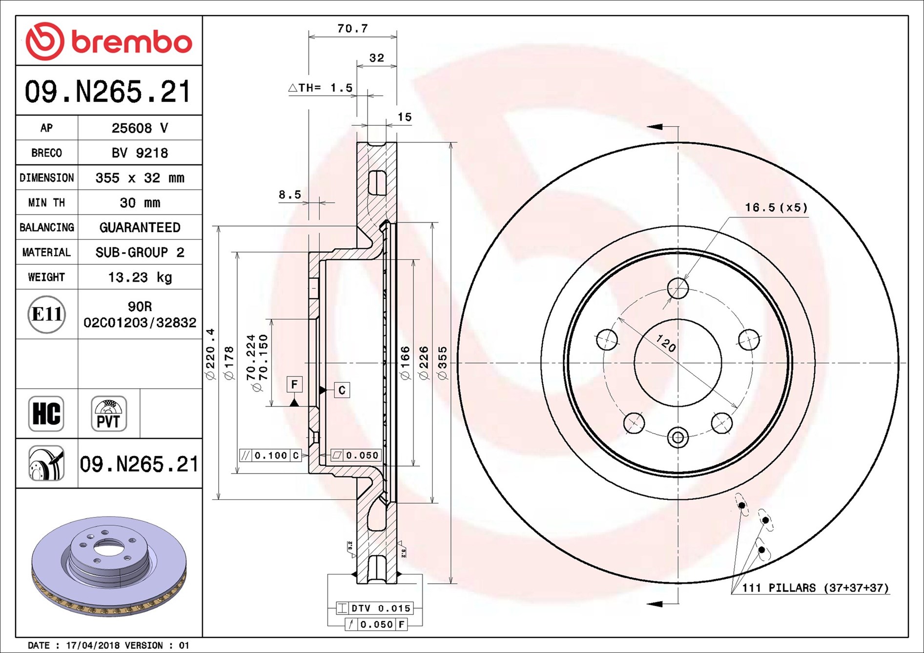 Brake Disc - 09.N265.21 BREMBO