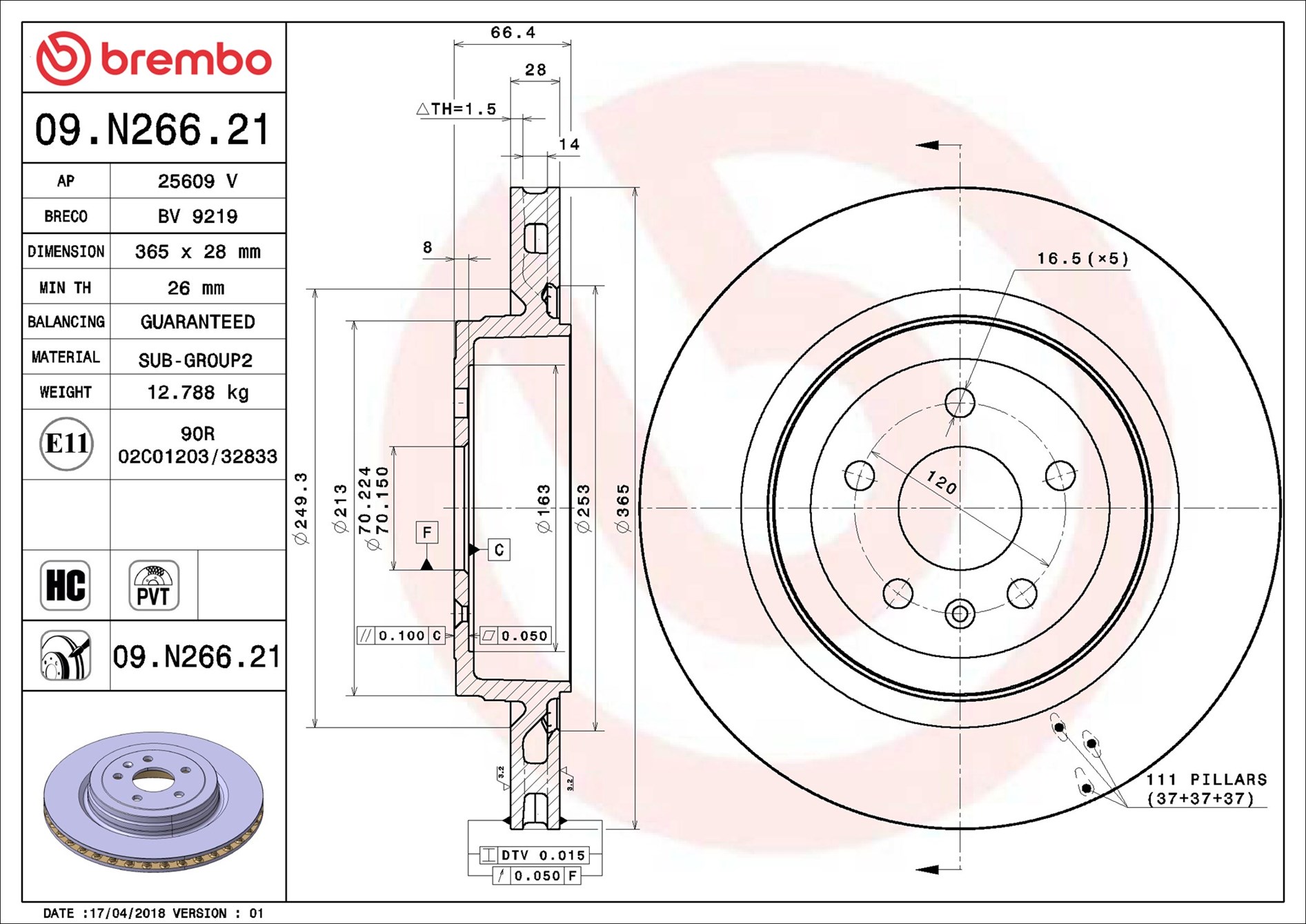 Brake Disc - 09.N266.21 BREMBO