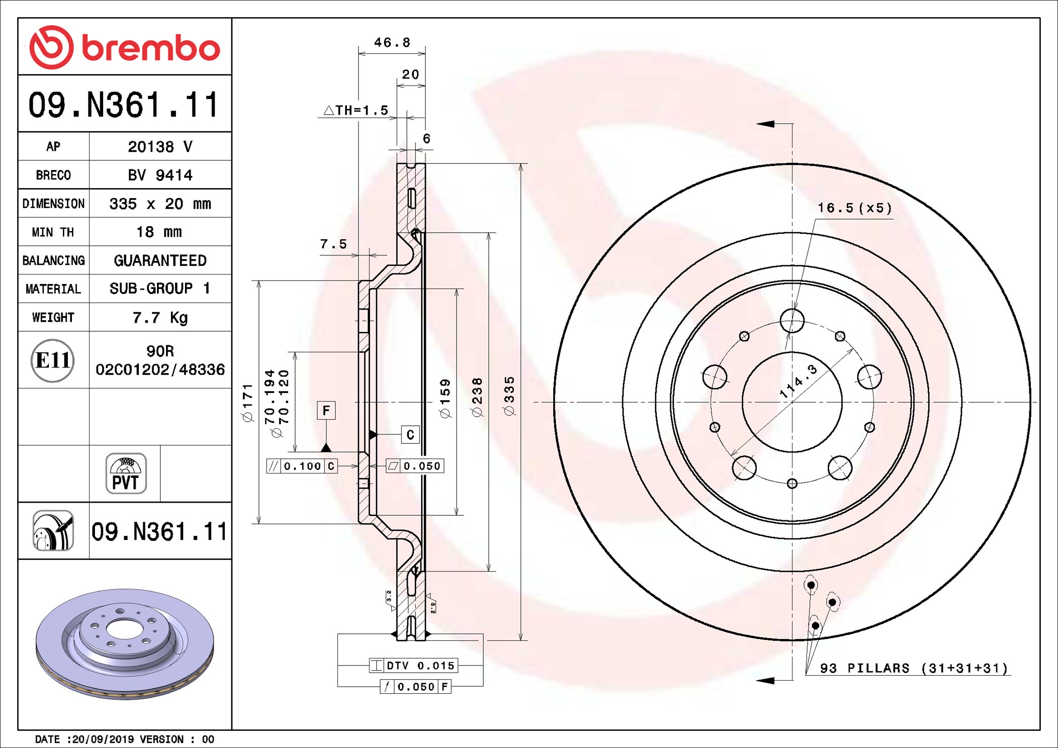 Discofreno - 09.N361.11 BREMBO