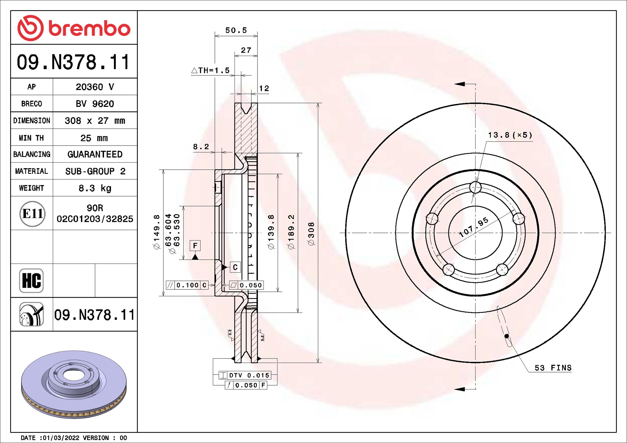 Discofreno - 09.N378.11 BREMBO