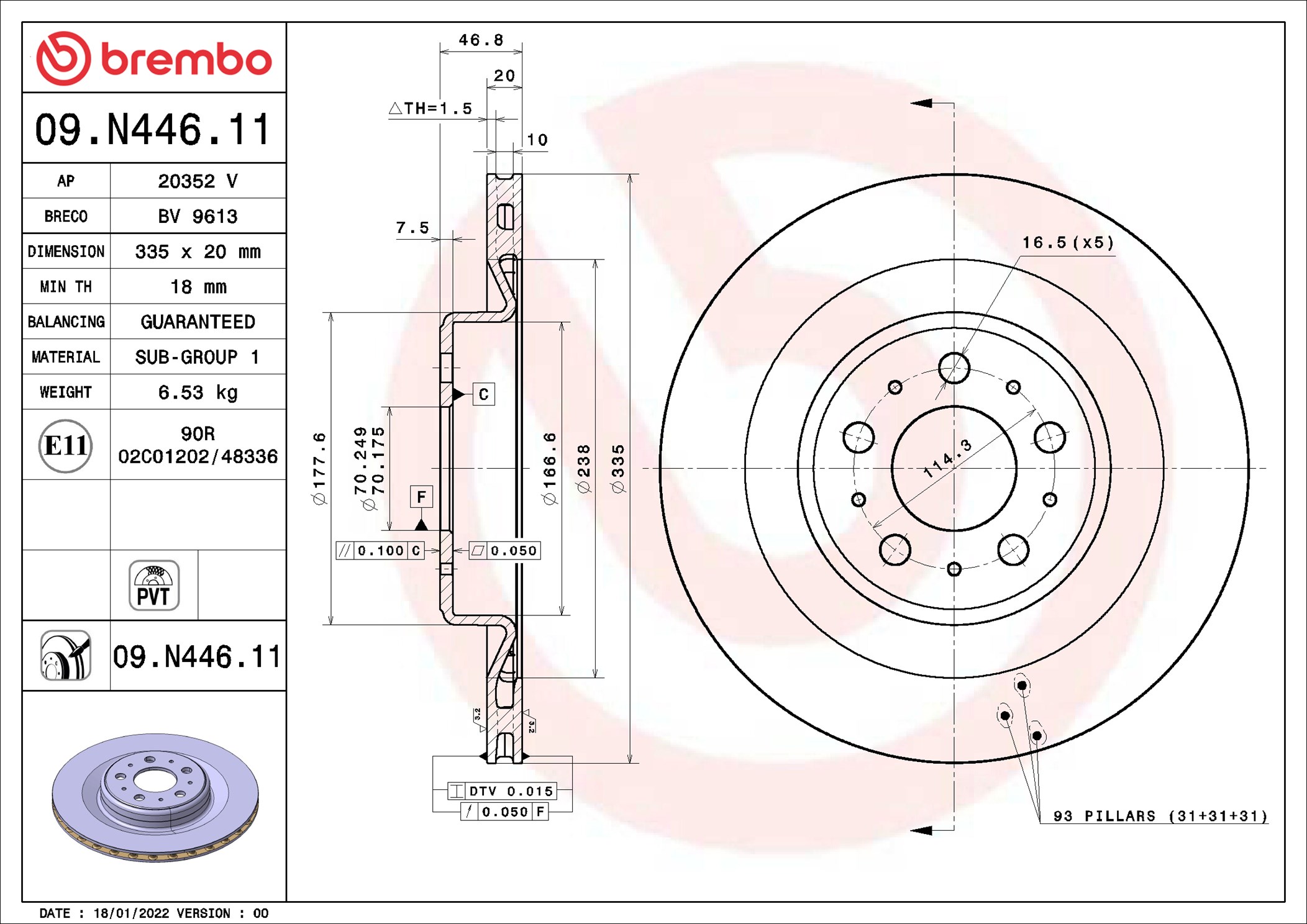 stabdžių diskas - 09.N446.11 BREMBO
