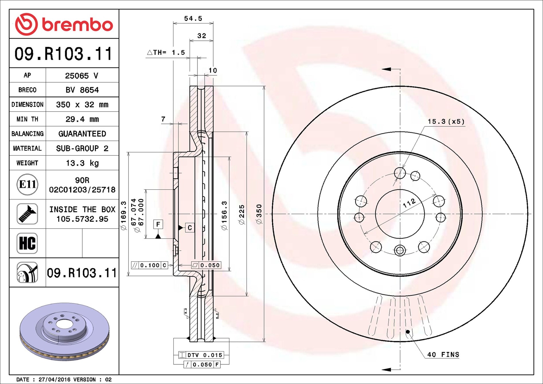 stabdžių diskas - 09.R103.11 BREMBO
