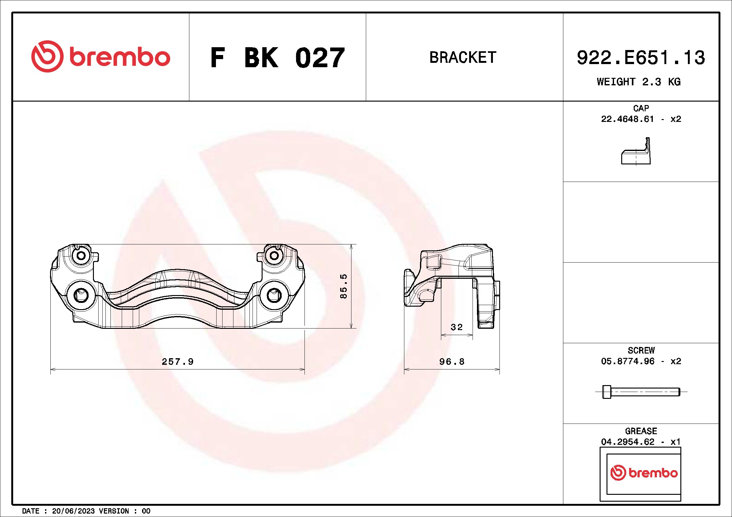 Brake Caliper Bracket Set - F BK 027 BREMBO