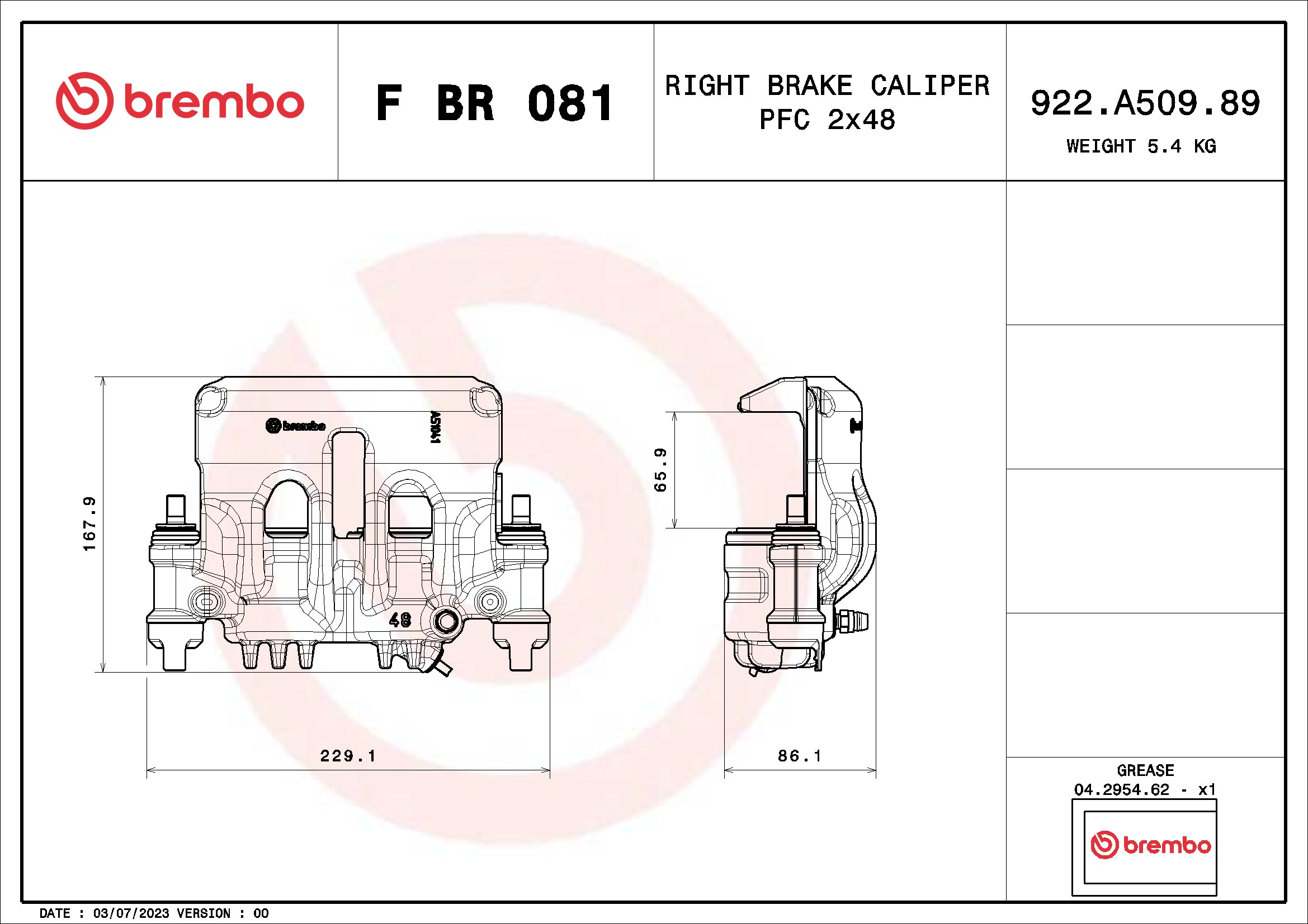 Brake Caliper - F BR 081 BREMBO