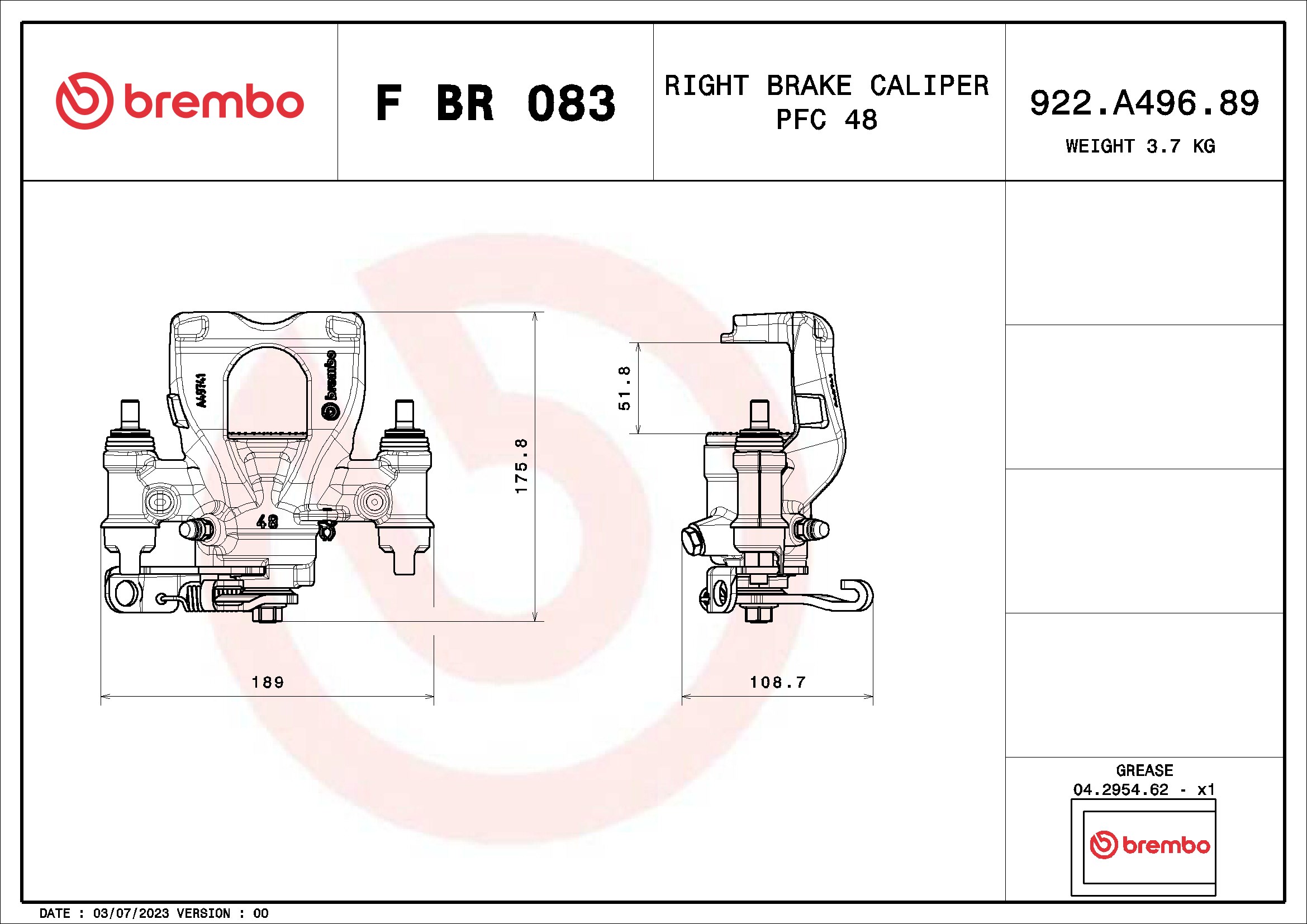 Brake Caliper - F BR 083 BREMBO