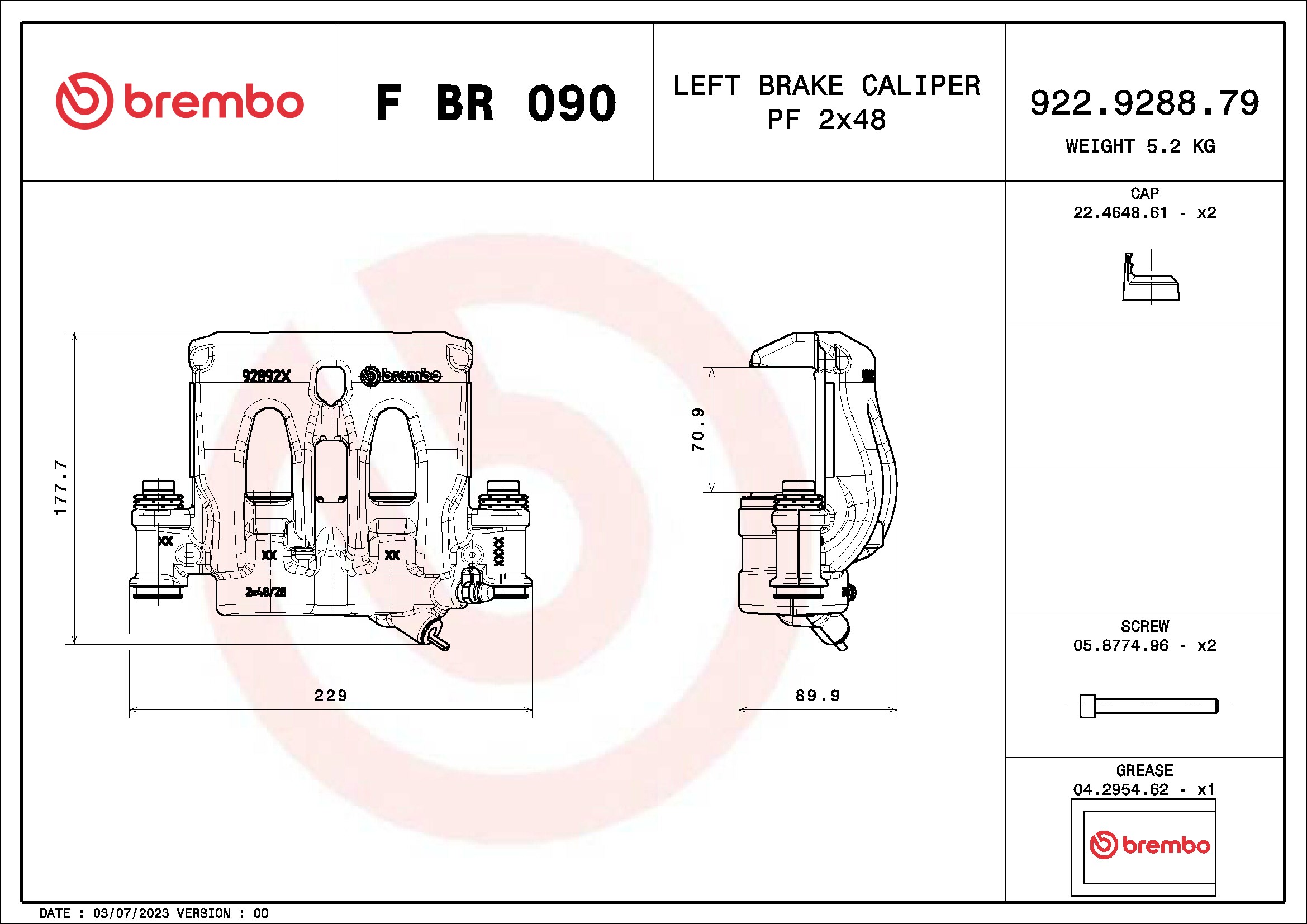 Brake Caliper - F BR 090 BREMBO