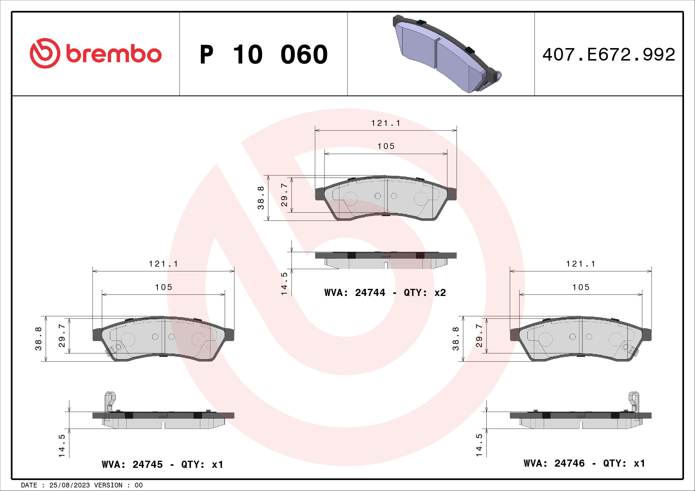 Kit pastiglie freno, Freno a disco - P 10 060 BREMBO