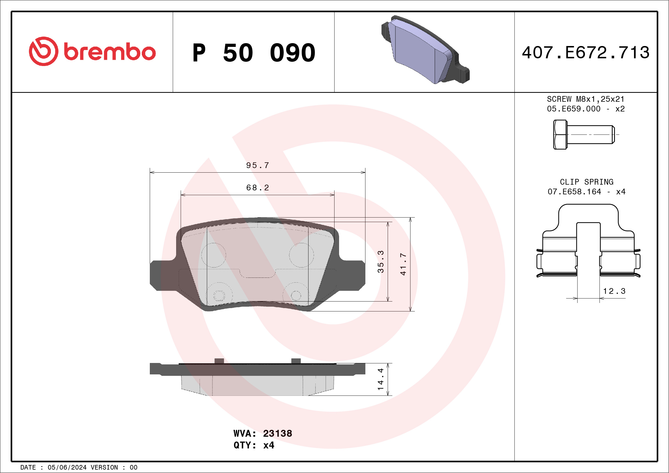 Brake Pad Set, disc brake - P 50 090 BREMBO