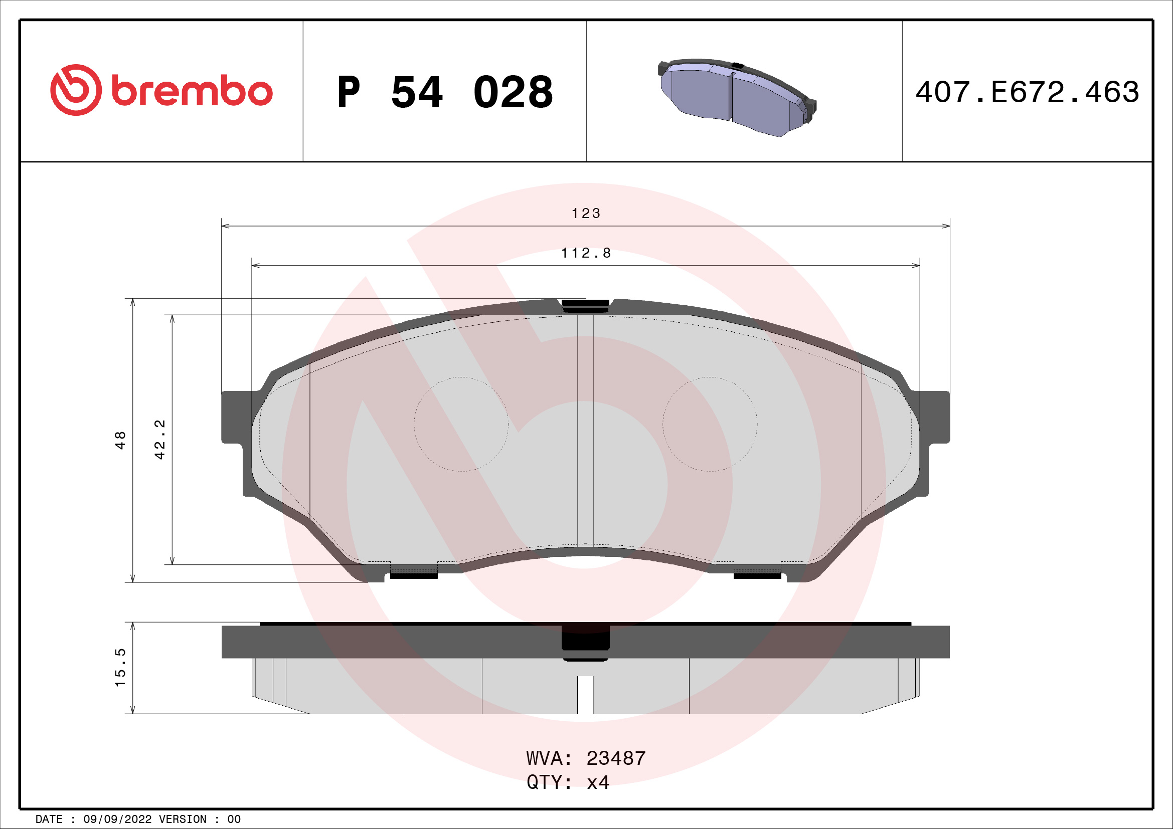 Kit pastiglie freno, Freno a disco - P 54 028 BREMBO