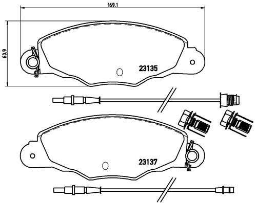 Комплект тормозных колодок, дисковый тормоз - P 61 061 BREMBO