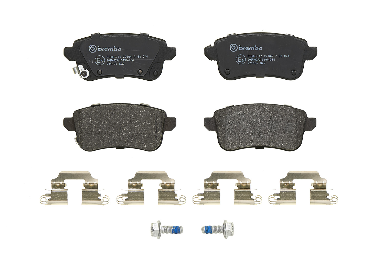 stabdžių trinkelių rinkinys, diskinis stabdys - P 68 074 BREMBO