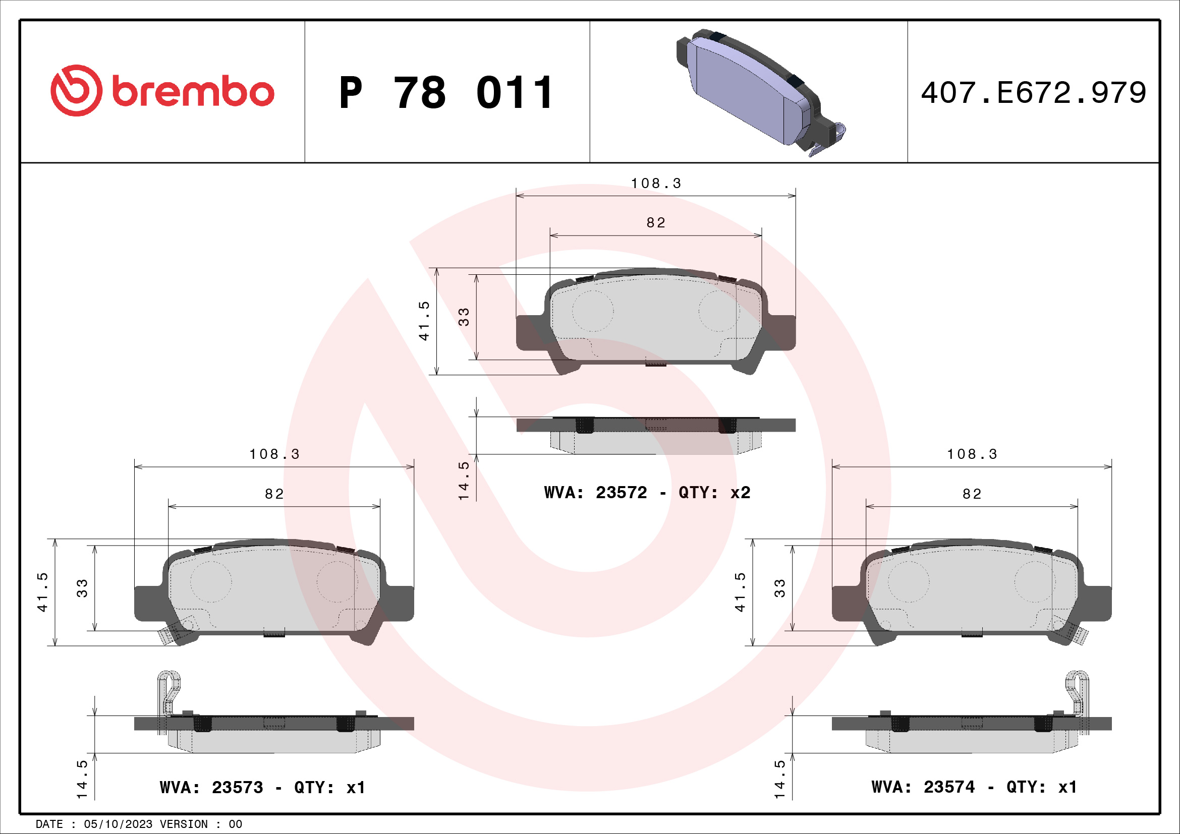 Kit pastiglie freno, Freno a disco - P 78 011 BREMBO