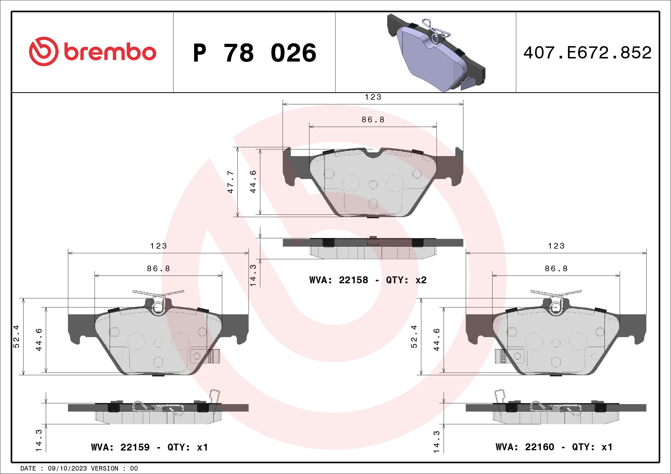 Kit pastiglie freno, Freno a disco - P 78 026 BREMBO
