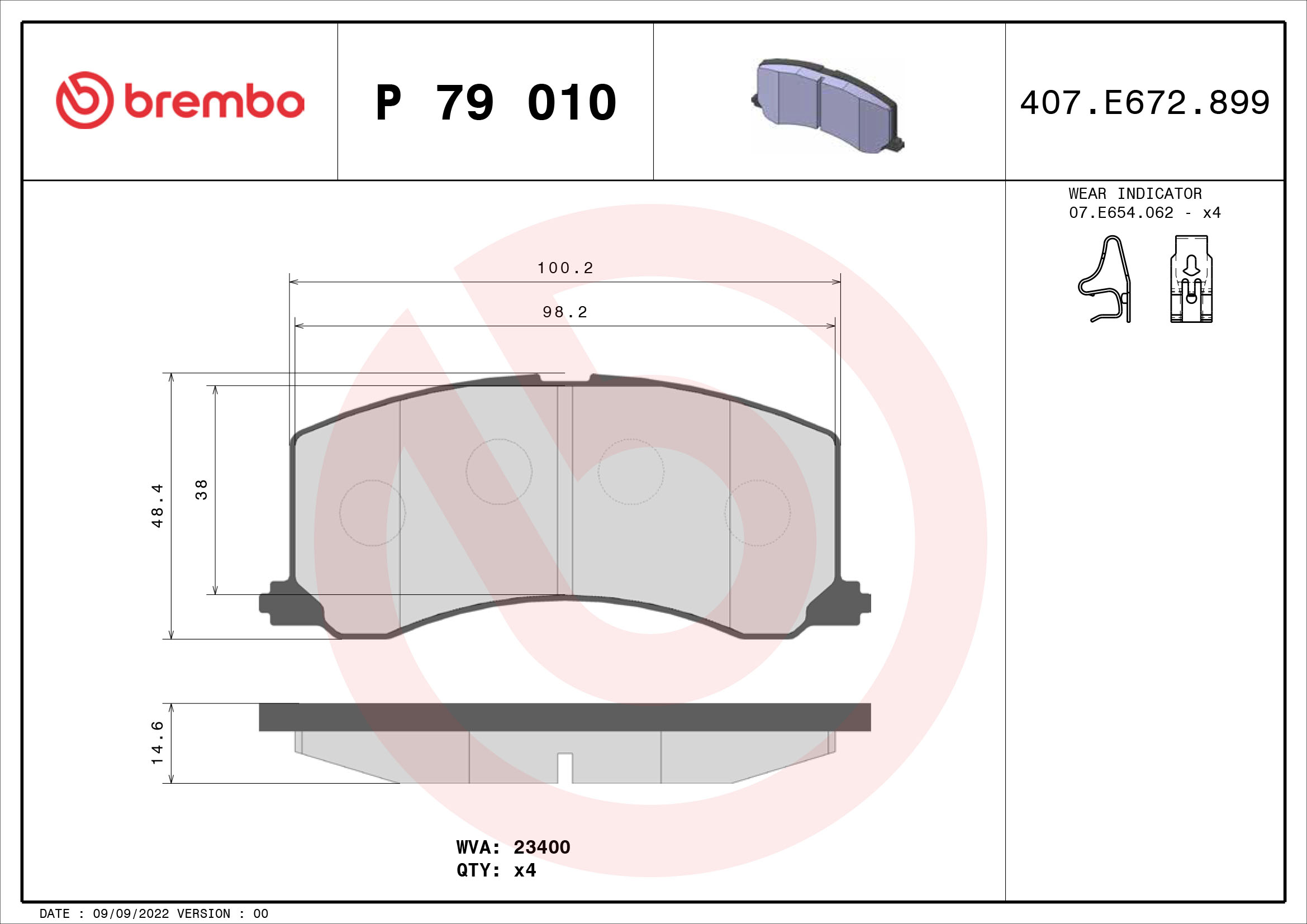 Brake Pad Set, disc brake - P 79 010 BREMBO