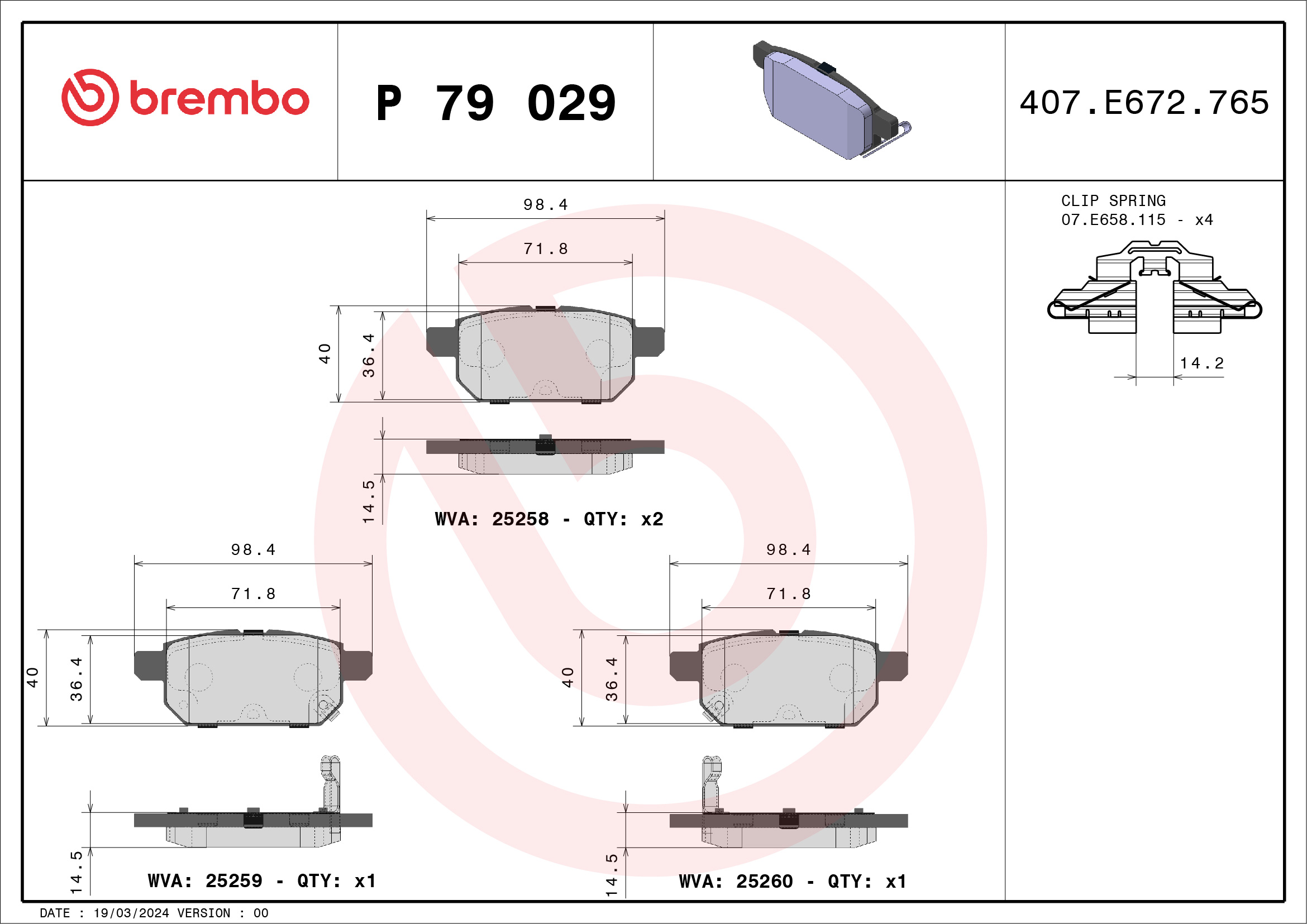 Kit pastiglie freno, Freno a disco - P 79 029 BREMBO