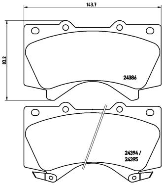 Brake Pad Set, disc brake - P 83 107 BREMBO