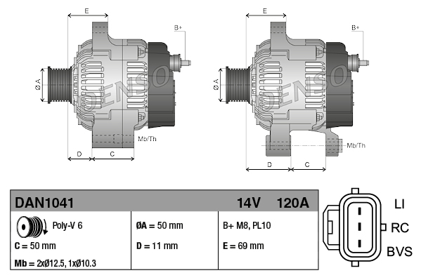 Alternator - DAN1041 DENSO